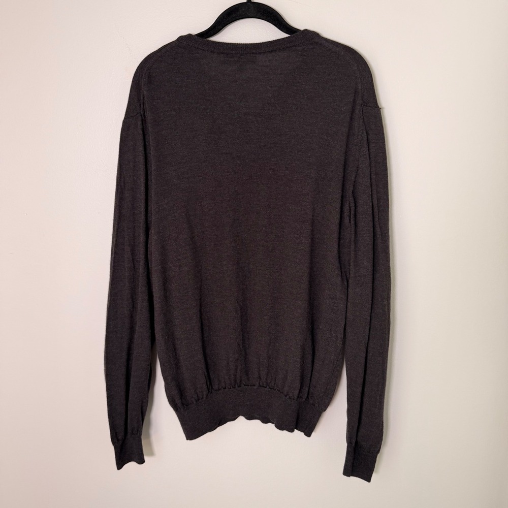Merino Wool Made in Italy Mens Sweater (XL) Extra Fine Knit Gray Mens Layering - Picture 11 of 12